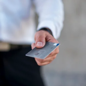 Making a payment with a credit card.